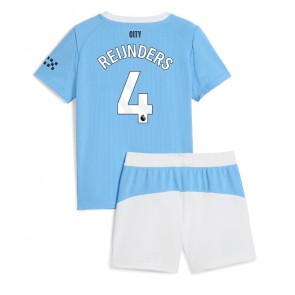 Lacne Dětský Futbalové dres Manchester City Tijjani Reijnders #4 2025-26 Krátky Rukáv - Domáci (+ trenírky)